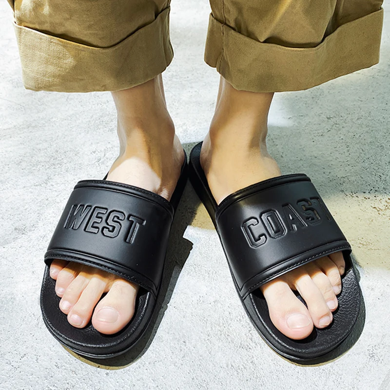 

New Men Adult Slippers Black Leisure Simplicity Uppers Design Sandals Summer Light Outdoor Non-slip Large Size 46 Men Flip Flop