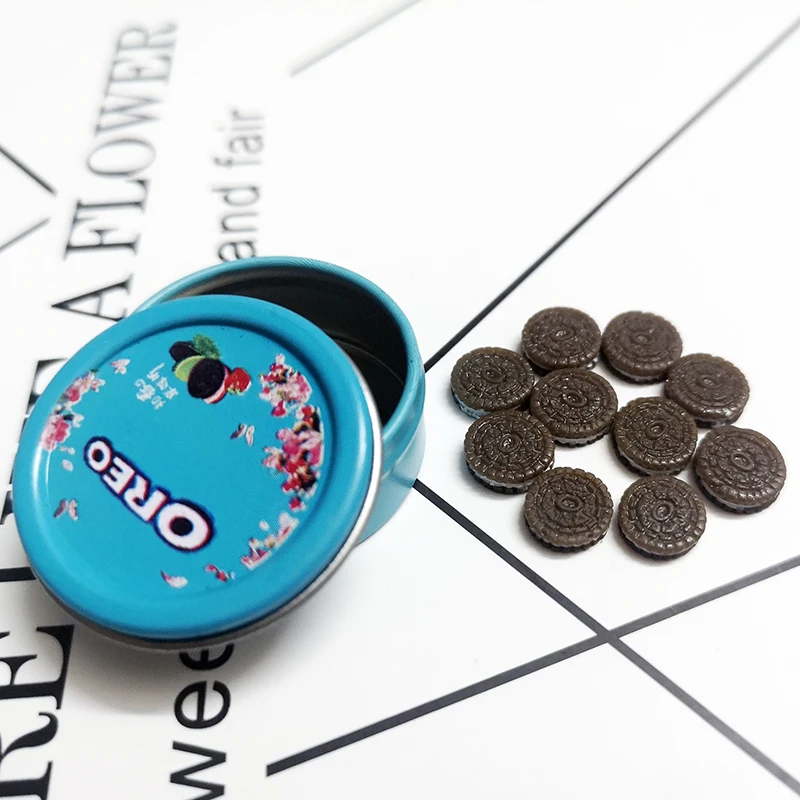 1 комплект кукольный домик миниатюрное мини печенье с коробкой металлическая еда