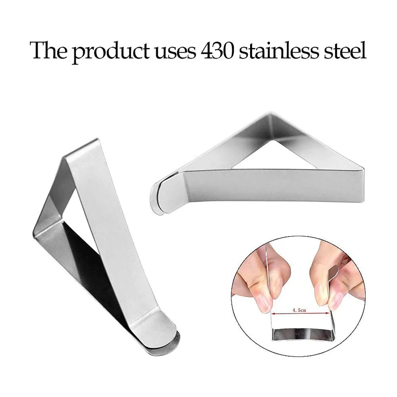 4 Pcs Stainless Steel Tablecloth Clip Non-Slip Adjustable Table Cover Clamps Cloth Holders For Party Picnic | Обустройство дома