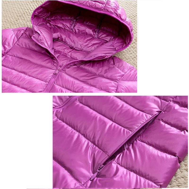 

Down Parka Women Ultra-light Thin Down Jacket 2020 Autumn Winter Slim Short Hooded Warm White Duck Down Coat Women's Outerwear