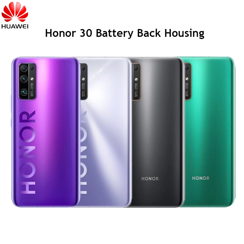 

Стеклянная задняя крышка Honor 30, ремонт аккумулятора Huawei honor 30, задняя крышка корпуса, запасные части панели с наклейками и логотипом