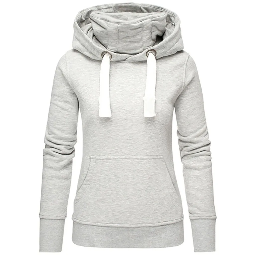 Women Ladies Solid Hooded Turtleneck Long Sleeve Sweatshirt Pullover Tops Hoodie Streetwear Women Oversized Hoodies Sudaderas