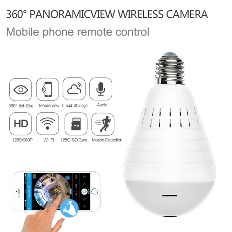 

Новинка панорамная камера 960P Wifi лампа E27 360 градусов рыбий глаз беспроводная домашняя безопасность видеонаблюдение версия с двухсторонним ...
