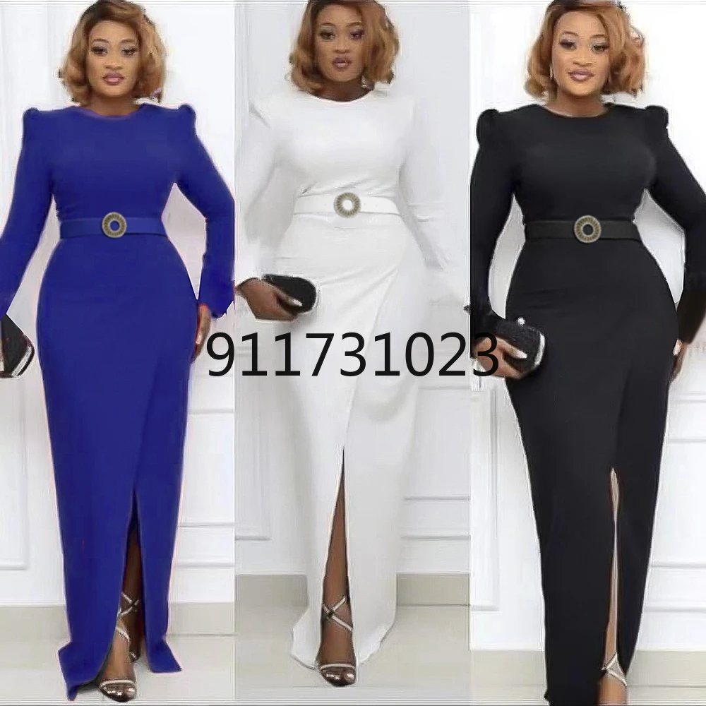 African Evening Party Dress Long Sleeve High Waist Women's Elegant Dashiki Sexy Slit Dresses Outfit Office Ladies Clothing |