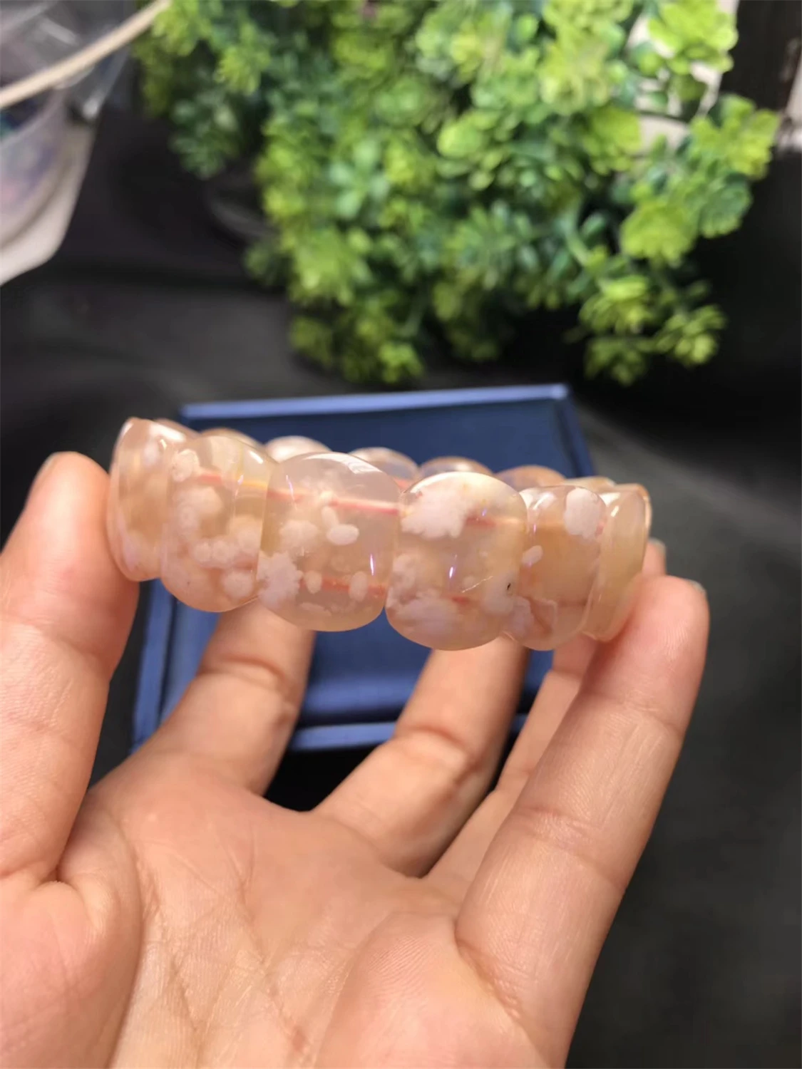 

LETSFUN Fine Jewelry Natural Cherry Blossoms Agate Bracelet Amulet Free Shipping