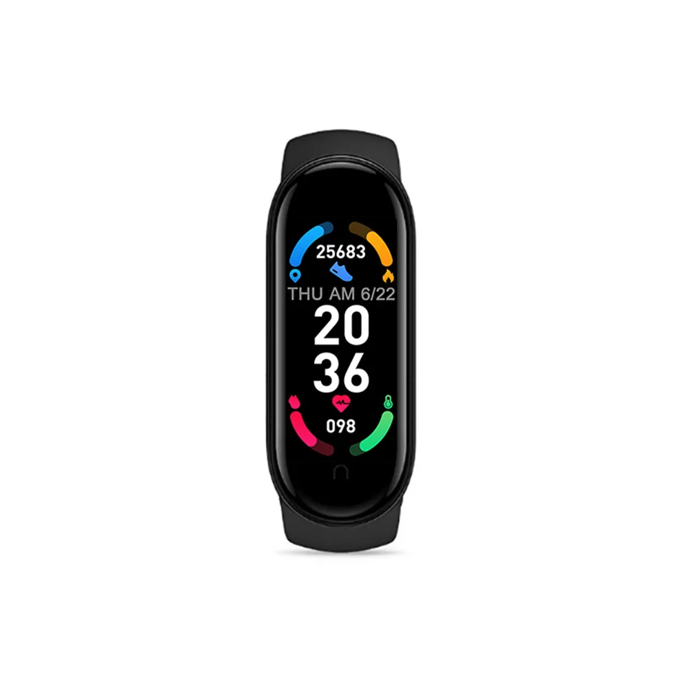 2021 New M6 Smart Bracelet Watch Fitness Tracker Heart Rate Blood Pressure Monitor Color Screen IP67 Waterproof Five Color