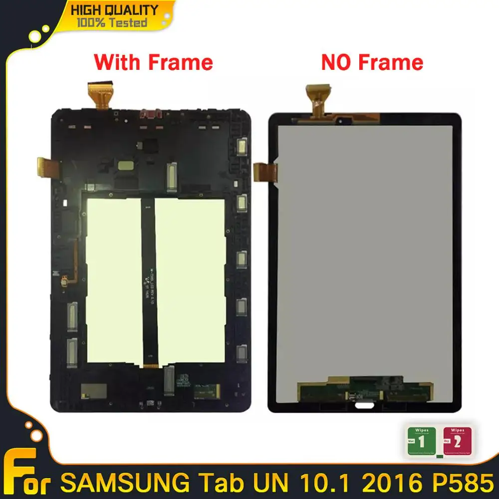 

Tela lcd original para samsung galaxy tab a, painel de toque com sensor de montagem e moldura, 10.1 polegadas, p580, p585