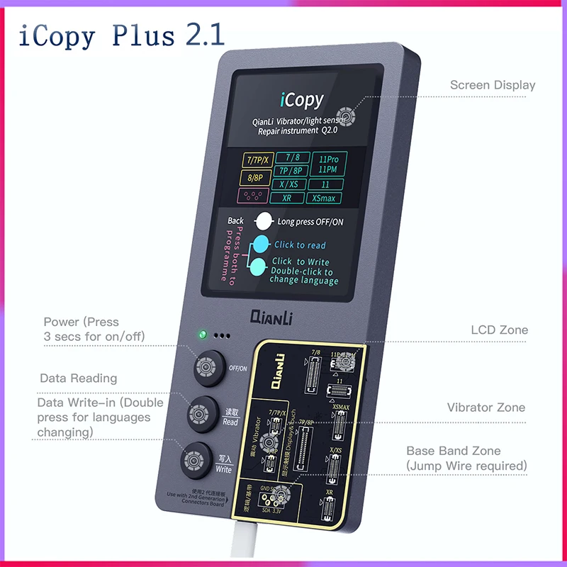 

Qianli ICopy Plus True Tone Repair Programmer for 7/8/8P/X/XS/XS MAX/11 Pro Max LCD/Vibrator Transfer EEPROM Recover Programmer