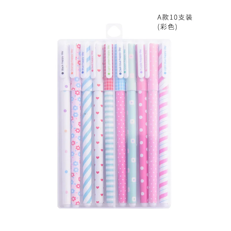 

Гелевые ручки с милыми животными черного цвета, 10 шт., милый подарок, гелевые чернила, ручки для письма, милые канцелярские принадлежности, о...