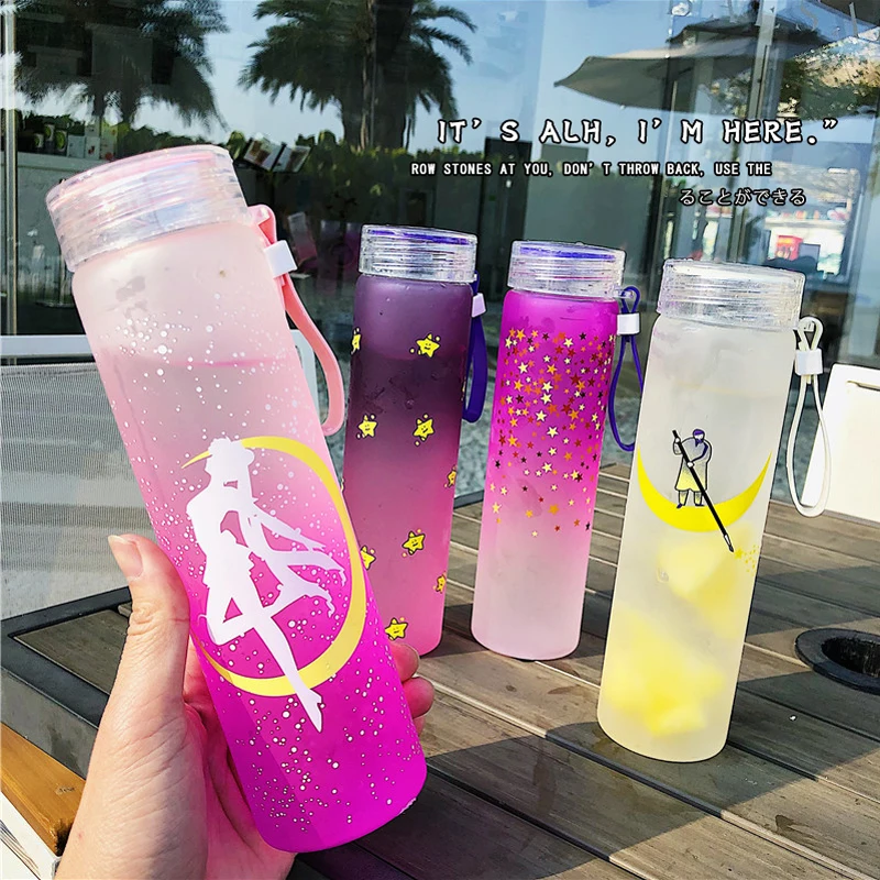 480 мл кавайная мультяшная стеклянная бутылка для воды милые модные спортивные