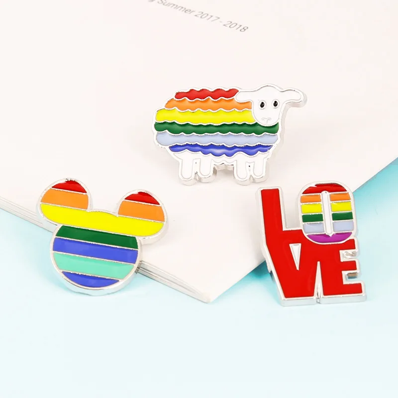 Радуга на булавке значок любящее сердце баннер брошь куртка одежда падение масла