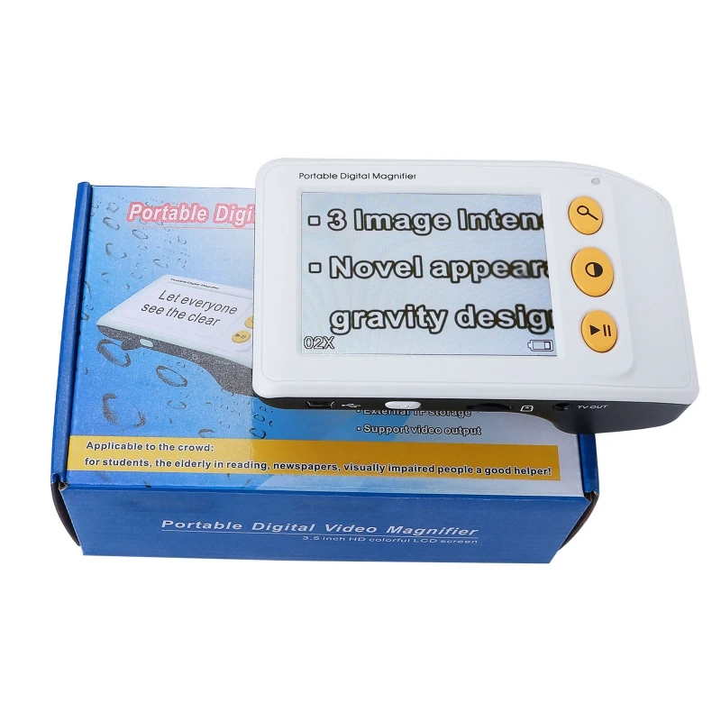

Digital Magnifier Electronic Reading Aid 3.5 inch LCD Screen for Low Vision 2-25 Times Zoom with Foldable Handle KX4B
