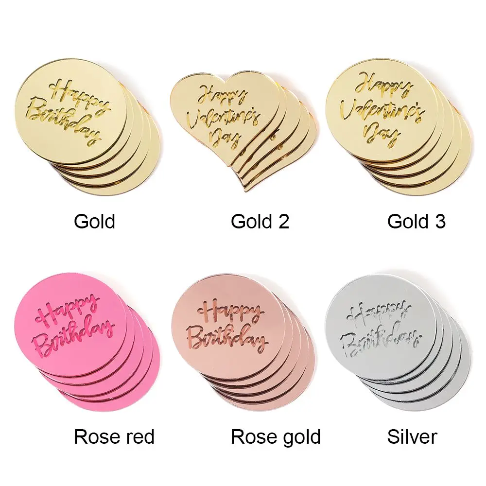 10 шт. акриловые розовые золотые серебряные искусственные круглые топперы для