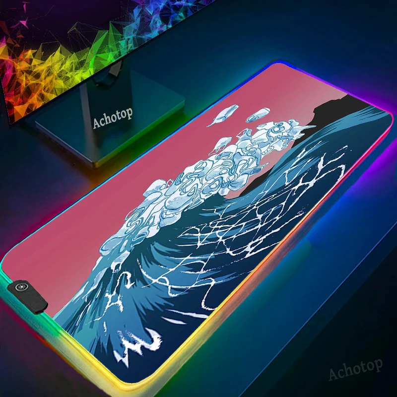 

Achotop at Wave RGB Gaming Soft Lrs Large LED Lighting Mouse Pad Desk mat Rubber Keyboard Mat Various Sizes DIY backlight USB