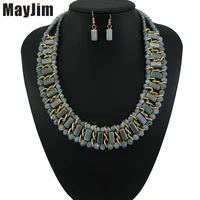 mayjim statement vintage handmade crystal beads aluminum chain necklace choker big women bohemian necklaces pendants fashion