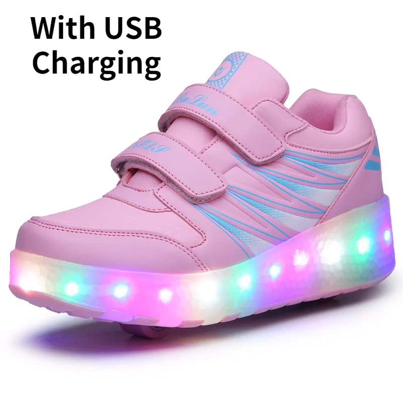 

Children Sneakers with Luminous Kids Roller Skate Shoes Boys Girls Wheel Glowing Sneaker Kids Led Light Shoes