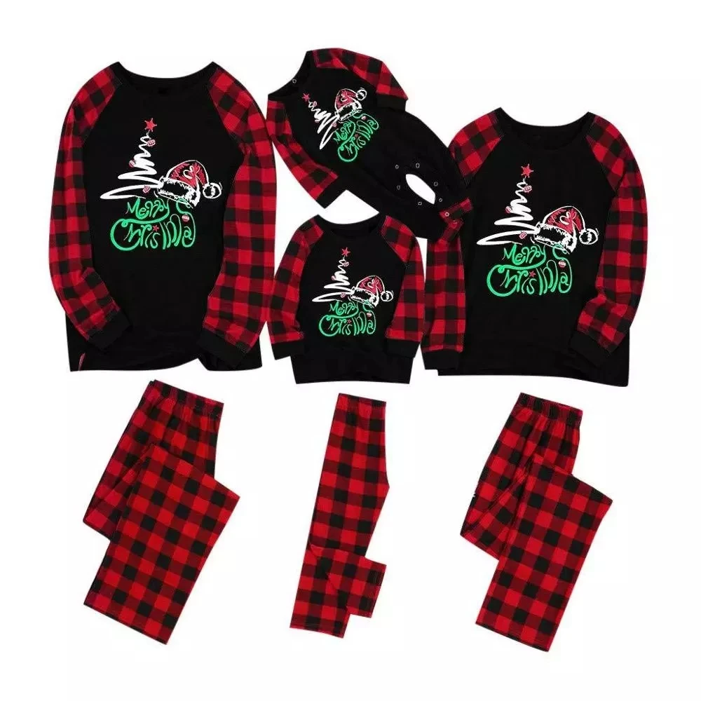 

Christmas Adult Kids Matching Clothes Pajamas Set Family Sleepwear Nightwear Long Sleeve Santa Claus T Shirt Pants Clothes Set