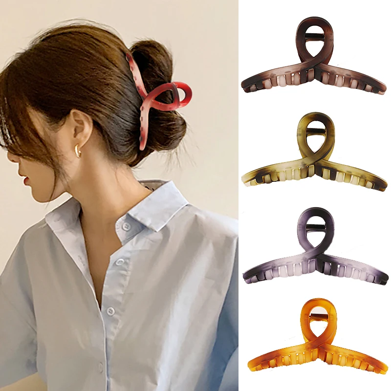 

New Vintage Gradient Color Hair Claw For Women Fashion Crab Hair Clips Girl Hair Accessories Elegant Resin Big Hairpins Headwear