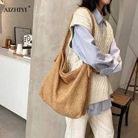 winter lambswool women handbags luxury designer white shoulder bags brand faux fur large tote female messenger bag bucket bag