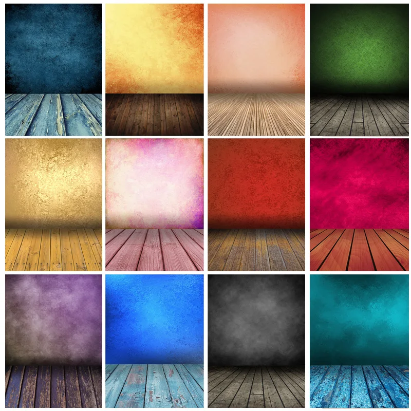 Vintage Gradient Solid Color Photography Backdrops Props Brick Wall Wooden Floor Baby Portrait Photo Backgrounds 210125MB-34