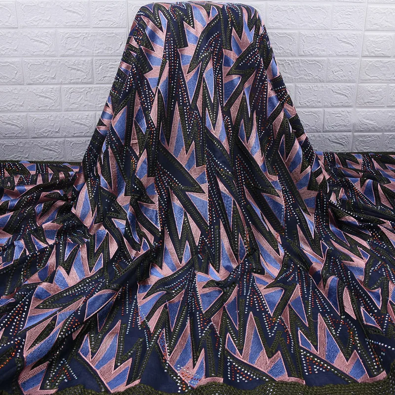 Камнями африканская швейцарская вуаль кружева в швейцарском стиле высокого