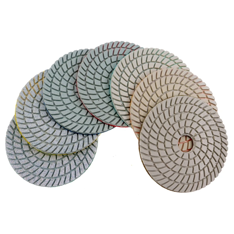 7 шт., 5 дюймов, влажная полировальная подушечка, белый 125 мм, гибкие шлифовальные круги с камнем для гранита, мрамора, камня, шлифовальный диск