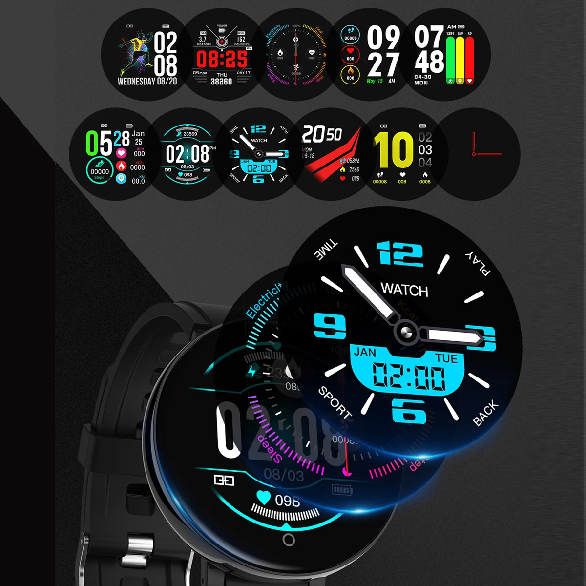 Умные часы умный фитнес трекер с круглым сенсорным экраном 1 4 дюйма спортивный