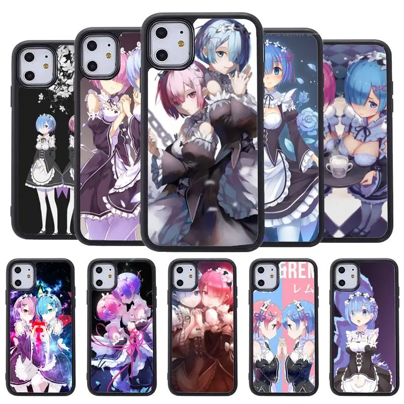 

Anime ReZERO Ram Rem Phone Case for iphone 11 12 13 pro se 20 max xr xs x 7 8 6s plus mini Fundas cover PC&TPU