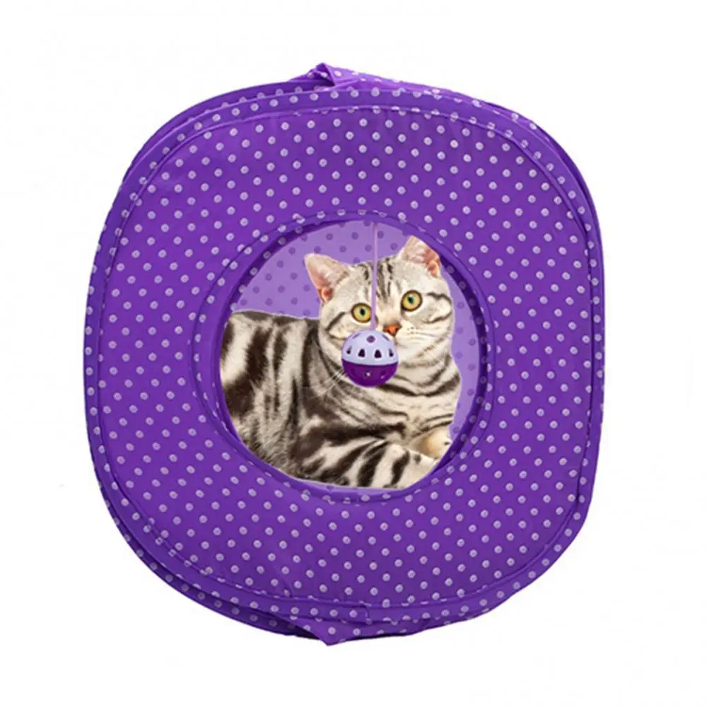 

50% Dropshipping!!Foldable Pet Dot Printed Tent Mosquito-proof Cat House Ball Toy Kitten Tunnel