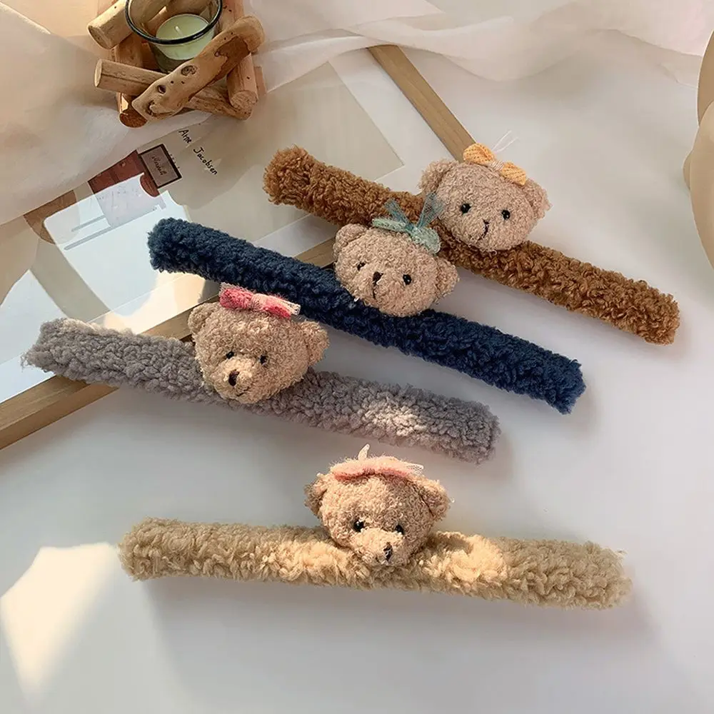

1Pc Patting Hair Ring Bear Plush Scrunchies Head Rope For Women Girls Sweet Bow Hair Ties Bracelet Cute Ponytail Holder Headwear