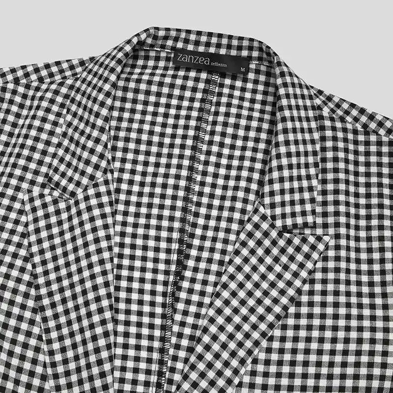 

Fashion Check Blazers Women's Autumn Jackets 2021 ZANZEA Casual Long Sleeve Coats Female Single Button Outwear Female Tunic