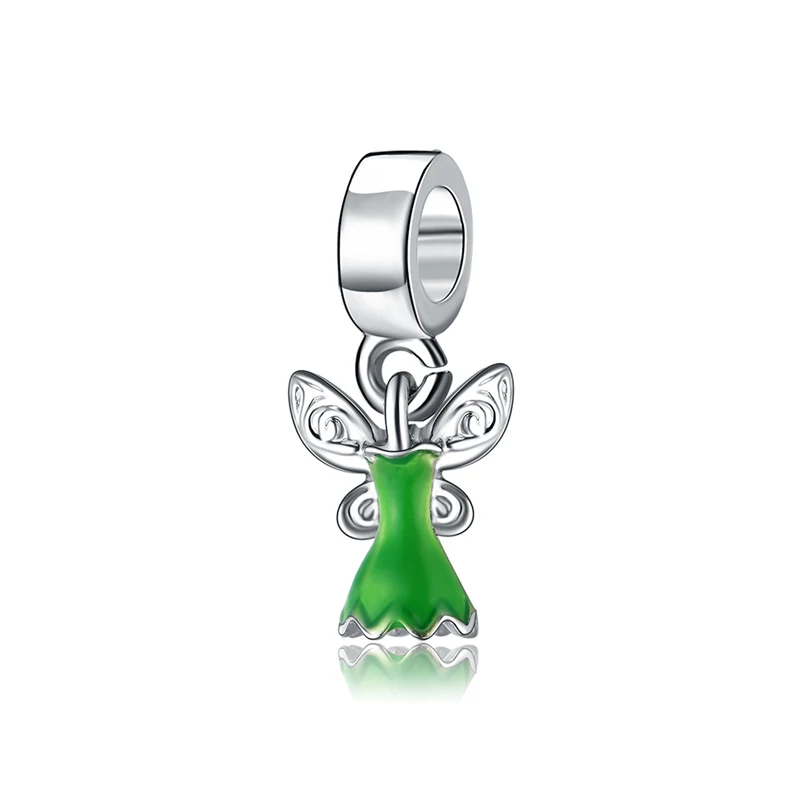 TinkerBell Dress Новое оригинальное эмалевое платье принцессы из сплава с бусинами, подвеска с Минни Микки, браслет Пандора, браслет, сделай сам, Женские Ювелирные изделия - Цвет: TinkerBell Dress