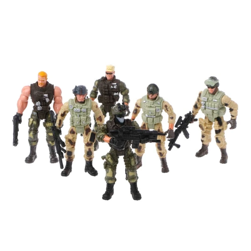 6Pcs/Set Action Figure Army Soldiers Toy with Weapon Military Figures Child 24BE | Игрушки и хобби