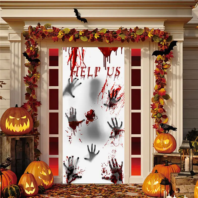

30*60inches Halloween Blood Handprint Door Sticker Home Party Horrifying Window Sticker