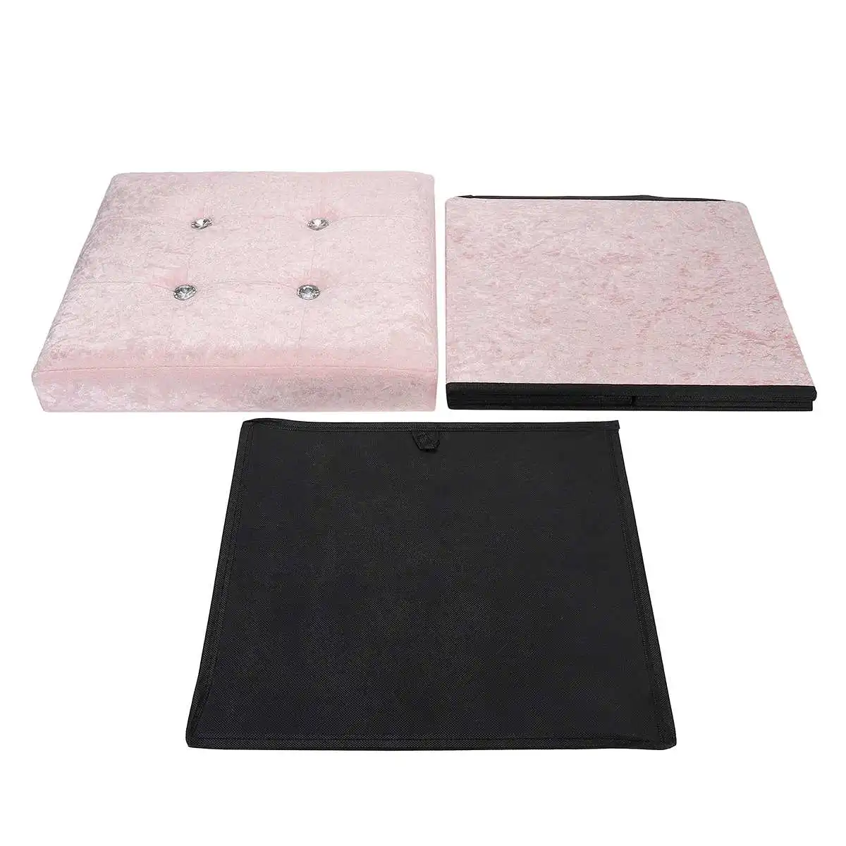

3 Colors Foldable Ottoman Storage Stool Flannel Footstool Storage Box Small Sofa Chair Box Home Organizers Box Footstool
