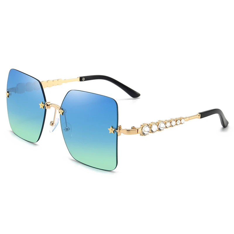

Fashion Luxury Sunglasses Women Rhinestone Shades Rimless Square Sun Glasses Female Brand Designer Diamond Vintage Trend Eyewear