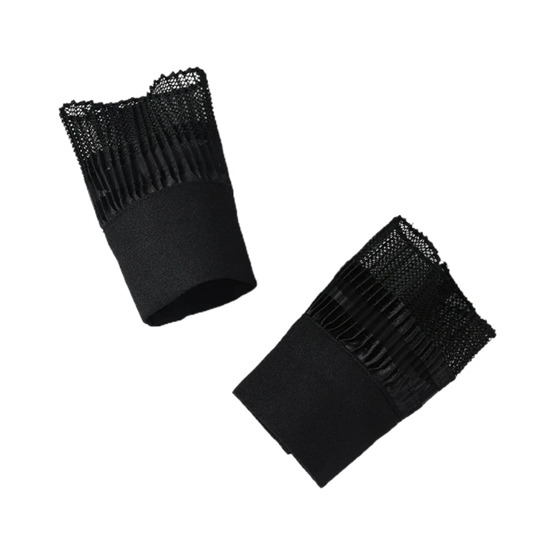 

Women Hollow Out Mesh Net Horn Cuffs Wrinkled Sheer Lace Detachable Fake Sleeves J78E