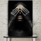 Черная рука и золото губы Обнаженная женщина картина маслом на холсте куадро плакаты и печать африканские настенные художественные картины для украшения дома