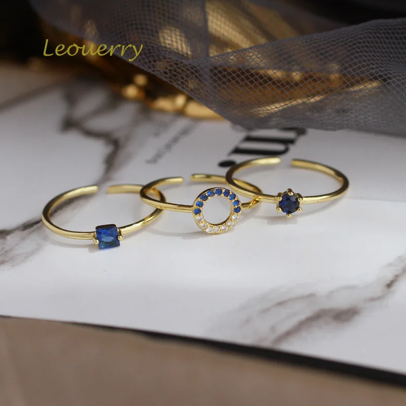 Leouerry 925 Стерлинговое Серебро геометрической формы синий циркон крошечные