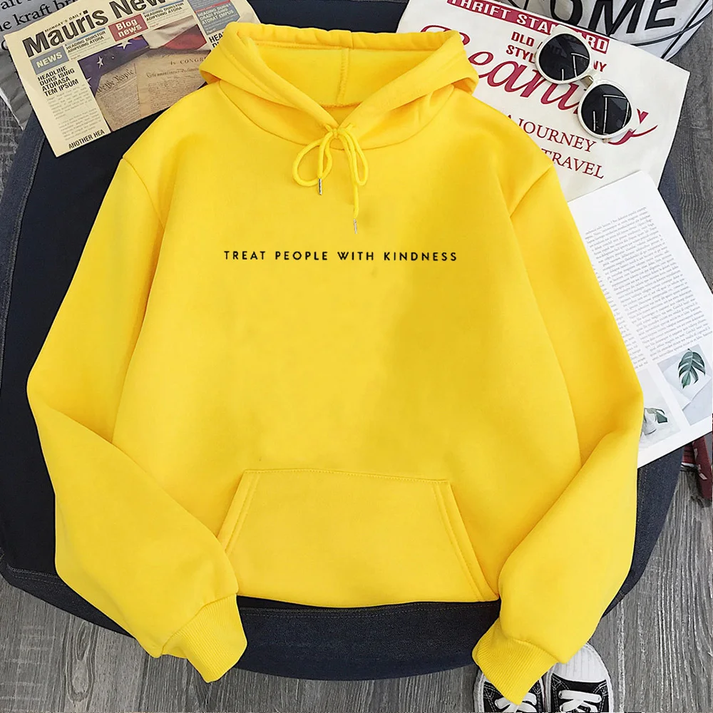 

Treat People With Kindness Hoodies Fall 2021 Women Clothing Be Kind Sweatshirt Women Kawaii Inspirational Quote Hoodie Plus new