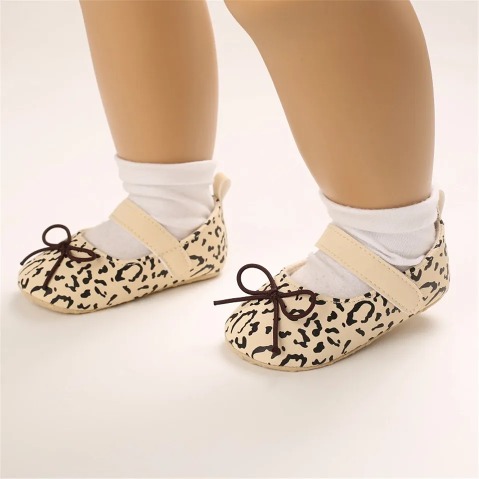 Zapatos de leopardo para ni&ntilde;as reci&eacute;n nacidas, zapatos de princesa antideslizantes de fondo suave, informales, nuevos-5