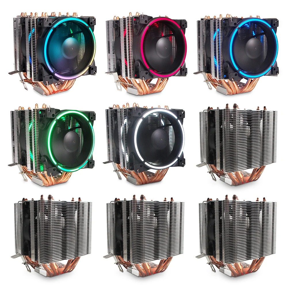 

CPU Computer Colling Fan ARGB Dual-Tower Cooling Fan 6 Heatpipe 4pin PWM Heat Sink Silent Computer Component