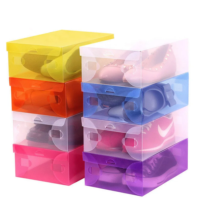 

6pcs Transparent Clamshell Case Storage Boxes Combination Cabinet Shoe Box Organizer Container Home Office Plastic Stackable
