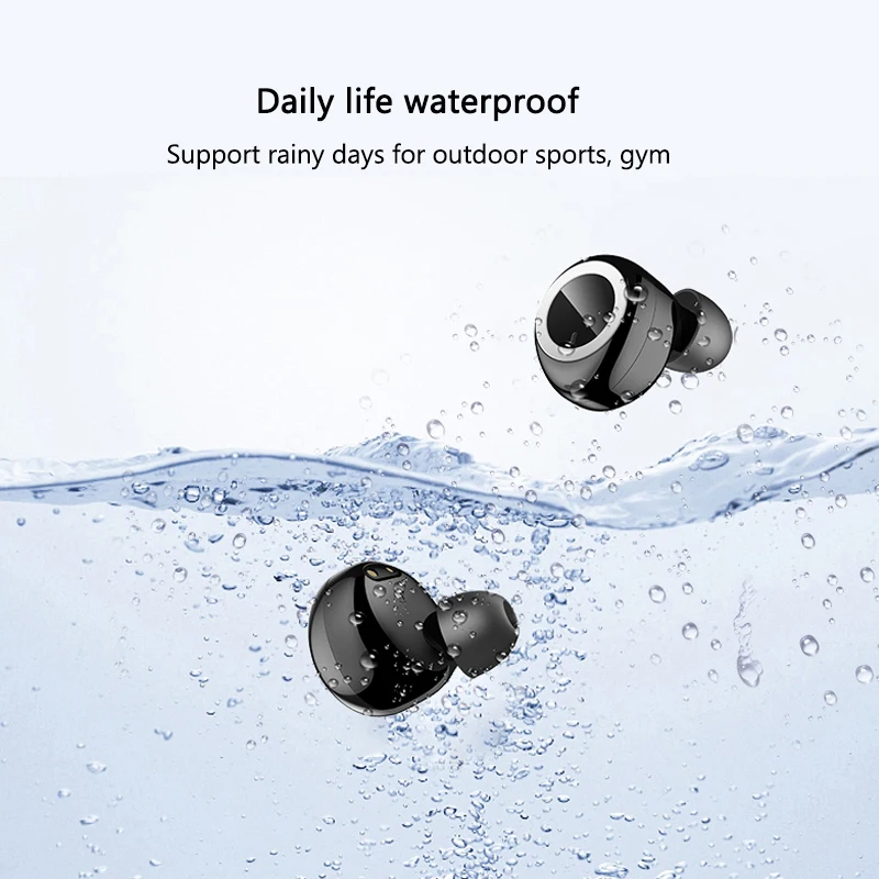 Беспроводные Bluetooth-наушники TWS Waterproof Sport Headphone 5.0 с зарядной коробкой, сенсорное управление, встроенный микрофон.