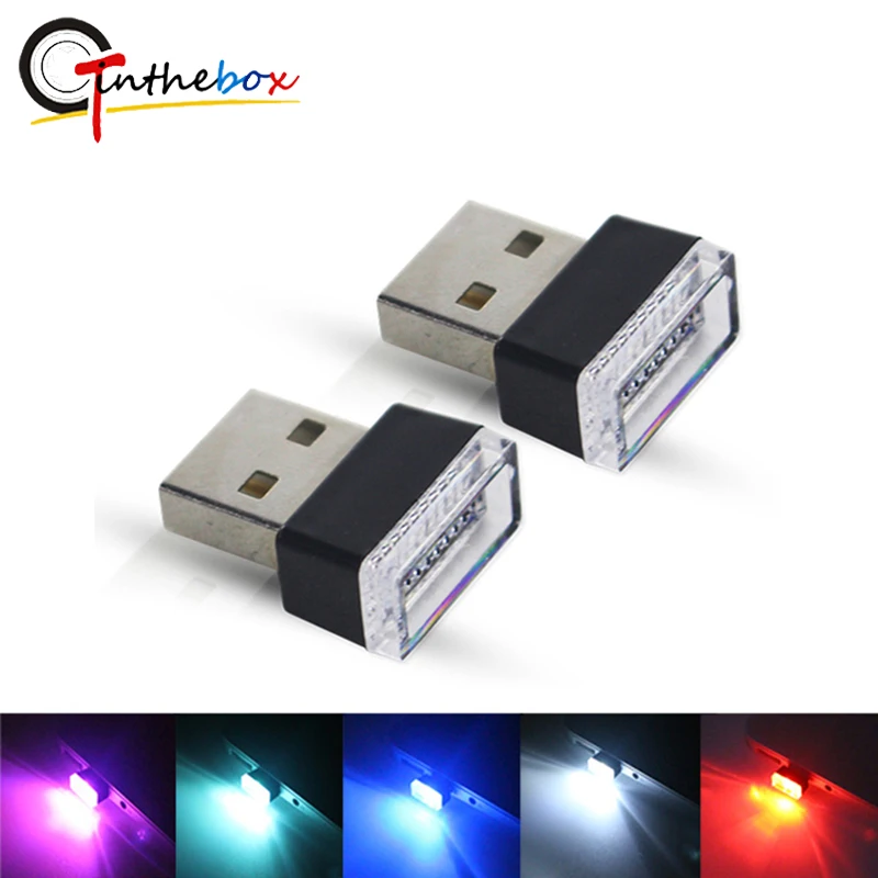 2шт Универсальный USB плагин миниатюрный светодиодный интерьер автомобиля Экстра