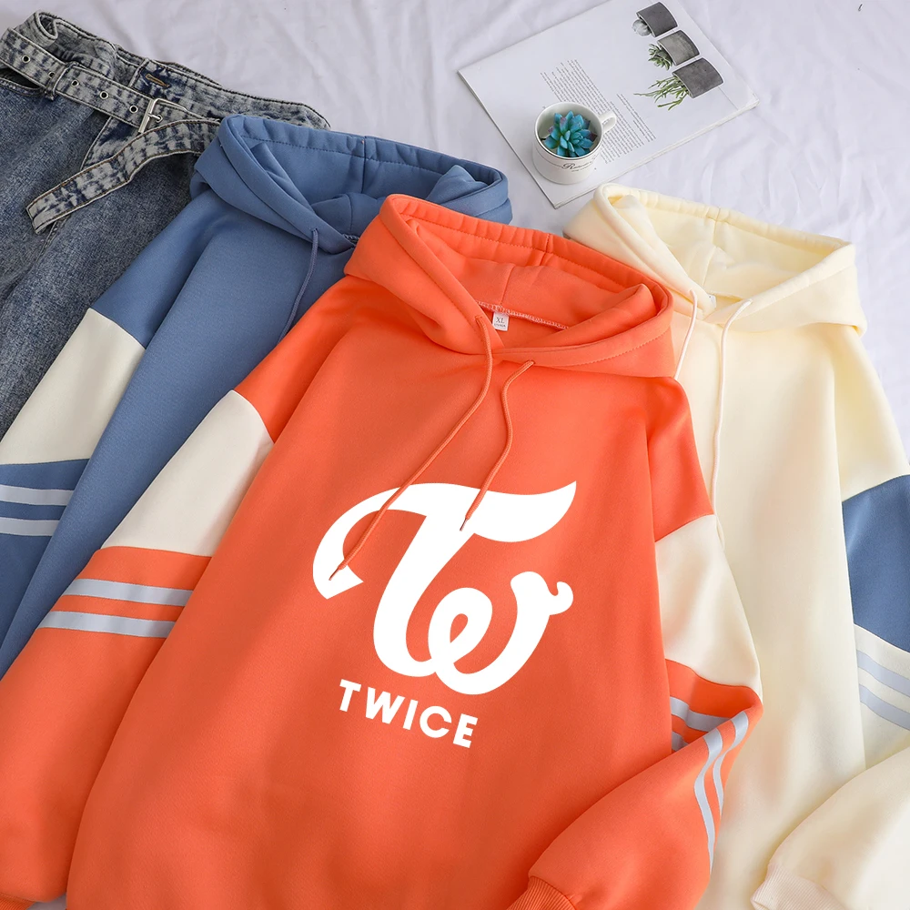 Лучшее качество толстовка с принтом дважды женские толстовки капюшоном Kpop