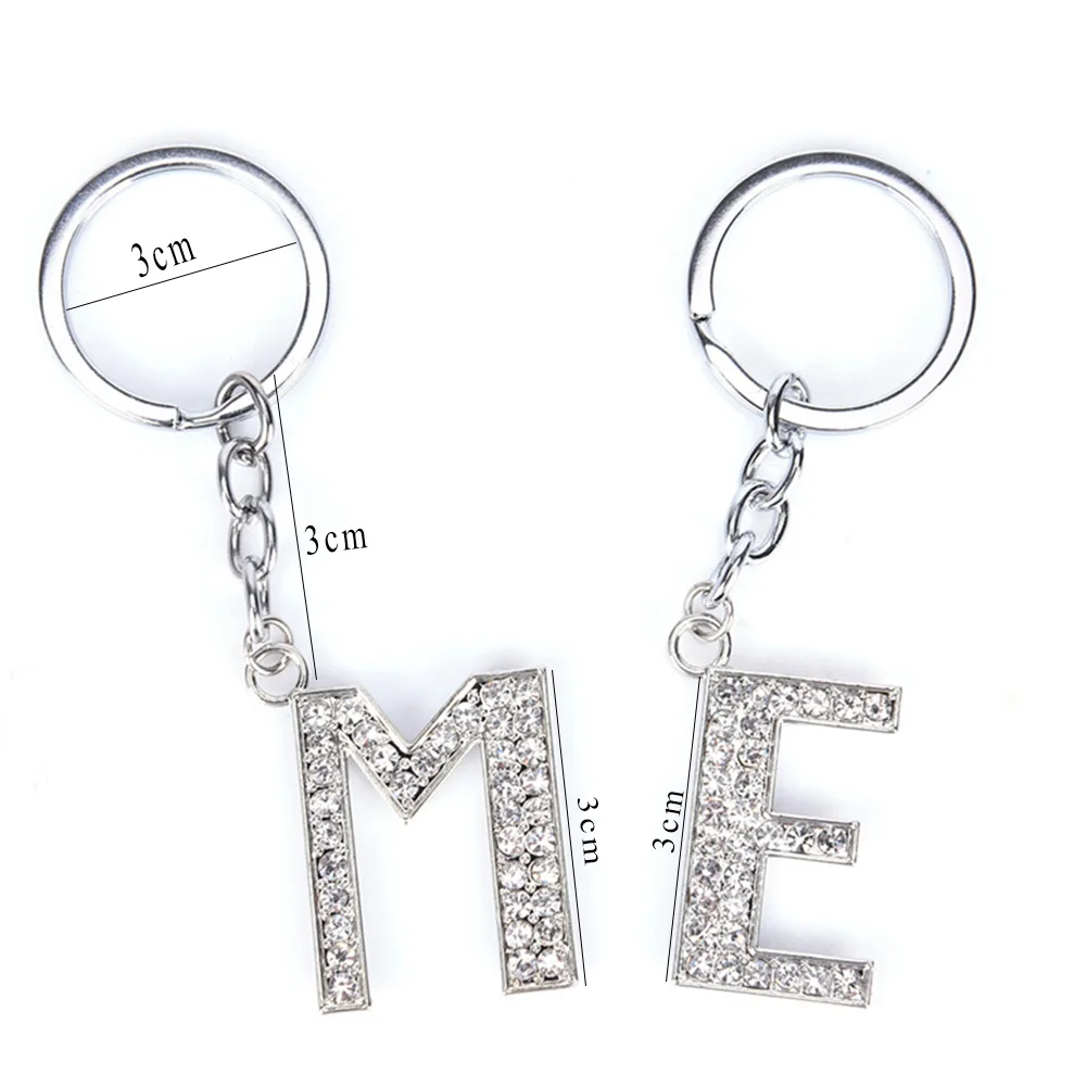 Crystal Alphabet Initial Letter Key Ring Chain Rhinestone Unisex Keychain Letters Pendan Keyring New Fashion Style | Украшения и