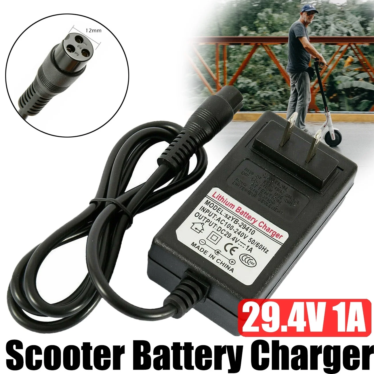 

1Pc 29.4V 1A Scooter Charger Balanced Car Electric Charger Electric Skateboard Adapter Electric Scooter Bicycle Accessories