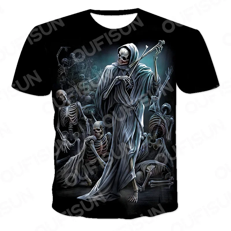 

Fashion Skeleton Skull 3D Print Men's And Women's T Shirt Summer Casual O-Neck Short Sleeve Streetwear Male Tops&Tees XXS-6XL