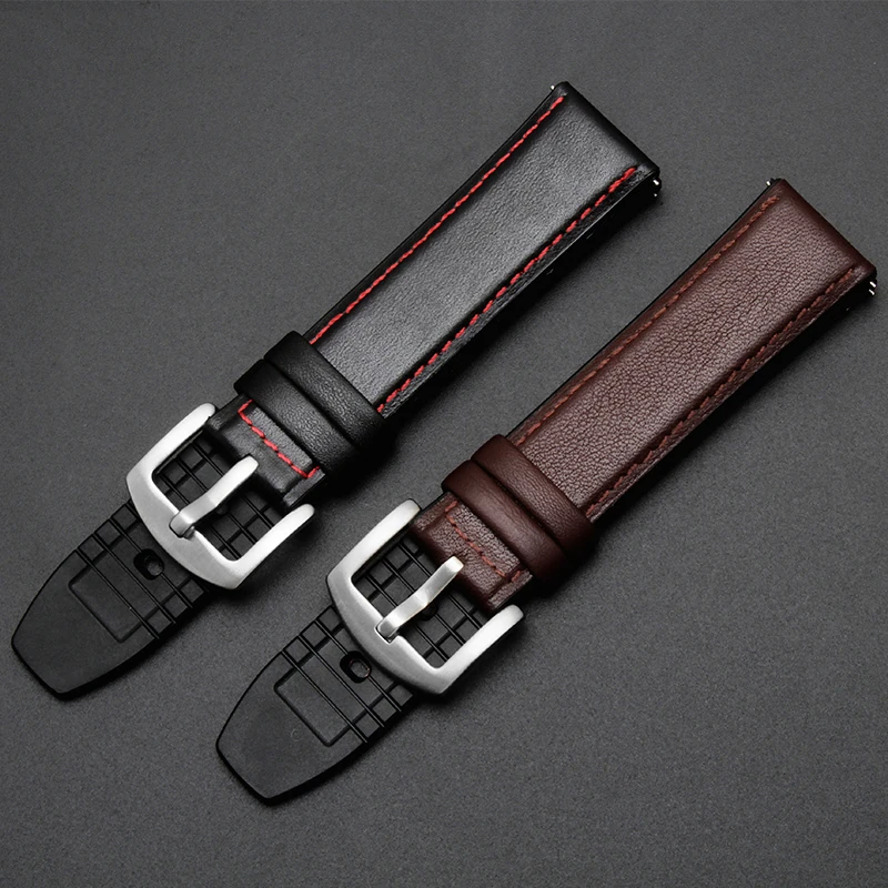 22mm Watchband Silicone + Leather 2in 1 Strap Fashion Men's Replacement Wristband For Huawei watch Pro/GT Quick release strap | Наручные